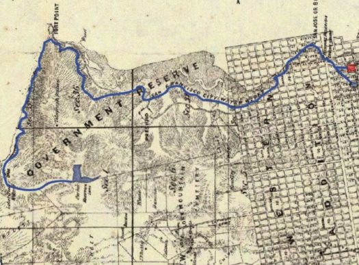 Historic San Francisco Map 1861 Reservoir Marked